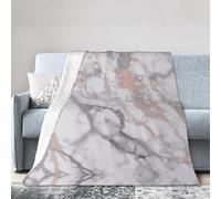 ESASAM Super Soft Flannel Blanket White Marble Rose Gold, Warm And Not Pilling, Super Light