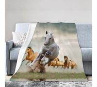 ESASAM Super Soft Flannel Blanket Wild Animal Horses Pattern, Warm And Not Pilling, Super Light