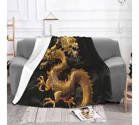 ESASAM Super Soft Flannel Blanket Yellow Dragon Black Background, Durable, Comfortable And Fashionable, With Excellent Hand Feeling