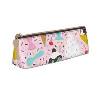 ESASAM Sweet Ice Cream Leather Triangular Pencil Case, Lightweight and Cute, with Large Capacity