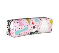 ESASAM Sweet Ice Cream Leather Zipper Three-Dimensional Pencil Case, Simple and Elegant, Fashionable and Practical