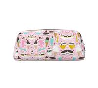 ESASAM Sweet Ice Cream Leather Zipper Three-Dimensional Pencil Case, Simple and Elegant, Fashionable and Practical