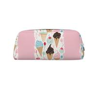 ESASAM Sweet Ice Cream Leather Zipper Three-Dimensional Pencil Case, Simple and Elegant, Fashionable and Practical