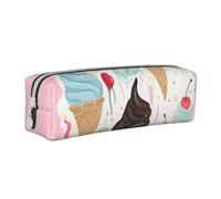 ESASAM Sweet Ice Cream Leather Zipper Three-Dimensional Pencil Case, Simple and Elegant, Fashionable and Practical
