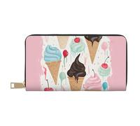 ESASAM Sweet Ice Cream Long Imitation Leather Wallet, Stylish, Practical, and Durable