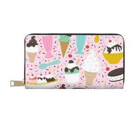 ESASAM Sweet Ice Cream Long Imitation Leather Wallet, Stylish, Practical, and Durable