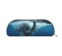 ESASAM Swimming African Elephant Leather Semi-Circular Storage Bag, Semi-Circular Shape, Simple and Fashionable