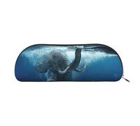 ESASAM Swimming African Elephant Leather Semi-Circular Storage Bag, Semi-Circular Shape, Simple and Fashionable