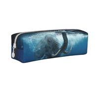 ESASAM Swimming African Elephant Leather Zipper Three-Dimensional Pencil Case, Simple and Elegant, Fashionable and Practical