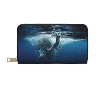 ESASAM Swimming African Elephant Long Imitation Leather Wallet, Stylish, Practical, and Durable