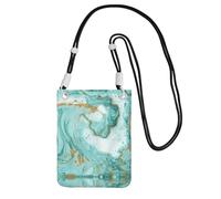 ESASAM Teal And Gold Marble A Large Capacity Crossbody Phone Case For Worry Free Travel