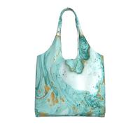 ESASAM Teal And Gold Marble Stylish Canvas One-Shoulder Commuter Bag-Suitable For Daily Use And Urban Exploration