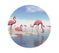 ESASAM Thickened Design Of Non-Slip Rubber Mouse Pad 8in (Round) Flock Of Pink Flamingos On The Beach, Stylish And Durable.