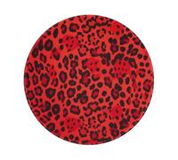 ESASAM Thickened Design Of Non-Slip Rubber Mouse Pad 8in (Round) Red Leopard Pattern, Stylish And Durable.