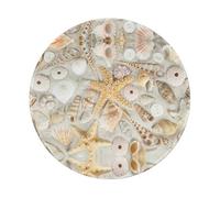 ESASAM Thickened Design Of Non-Slip Rubber Mouse Pad 8in (Round) Starfish Seashell Sandy Beach, Stylish And Durable.