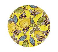 ESASAM Thickened Design Of Non-Slip Rubber Mouse Pad 8in (Round) Yellow Lemon And Bee, Stylish And Durable.