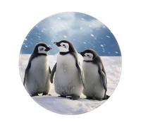 ESASAM Thickened Design Of Non-Slip Rubber Mouse Pad 8in (Round) Young Penguins With Snow, Stylish And Durable.