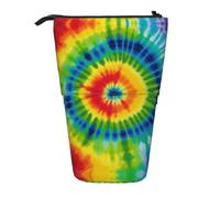 ESASAM Tie Dye Rainbow Vertical Retractable Pencil Case, Easy to Use, Adjustable Size According to Needs