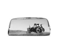 ESASAM Tractor Agriculture Tranquil Leather Zipper Three-Dimensional Pencil Case, Simple and Elegant, Fashionable and Practical