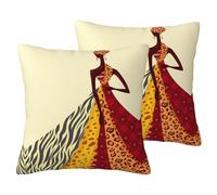 ESASAM Traditional African Girl Painting 2-Piece Imitation Linen Pillowcase, Thick And Stylish, Providing You With The Most Peaceful Relaxation