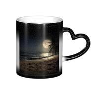 ESASAM Tropical Beach Palm Tree with Full Moon Starry Night Starry Sky Color Changing Mug, Adding A Touch of Magic to Your Daily Life