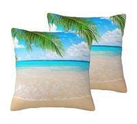 ESASAM Tropical Beach Plant Theme 2-Piece Imitation Linen Pillowcase, Thick And Stylish, Providing You With The Most Peaceful Relaxation