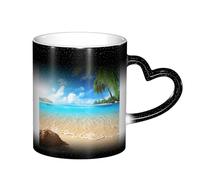 ESASAM Tropical Beach Plant Theme Starry Sky Color Changing Mug, Adding A Touch of Magic to Your Daily Life