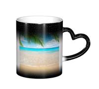 ESASAM Tropical Beach Plant Theme Starry Sky Color Changing Mug, Adding A Touch of Magic to Your Daily Life