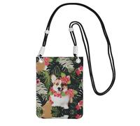 ESASAM Tropical Flower And Corgi 2 A Large Capacity Crossbody Phone Case For Worry Free Travel