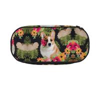 ESASAM Tropical Flower and Corgi Fashion Pencil Case-The Necessary Storage Space for Pens, Pencils and Stationery