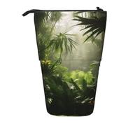 ESASAM Tropical Rainforest Jungle Scene Vertical Retractable Pencil Case, Easy to Use, Adjustable Size According to Needs