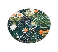 ESASAM Tropical Summer Hawaiian Flower Palm Leaves Circular Bar Chair Cushion Cover, Protecting Your Bar Chair From Dust And Stains, And Providing You With Comfort