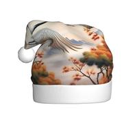 ESASAM Two Japanese Cranes Flying Traditional Painting Adult Plush Christmas Hat, Comfortable And Holiday Accessories For The Holiday Season