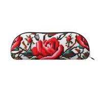 ESASAM Ukrainian Embroidery Style Rose Leather Semi-Circular Storage Bag, Semi-Circular Shape, Simple and Fashionable