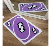 ESASAM Uno Card Rug Rainbow Reverse Doormat Tutfing Rug Anti-Slip Floor Decor Thick Bedroom Bathroom Bedside Rectangular Rug Tufting Fluffy Carpets (60x90cm/2'x3',Purple)