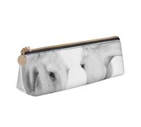 ESASAM White Horses Leather Triangular Pencil Case, Lightweight and Cute, with Large Capacity
