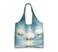 ESASAM White Lotus Flowers Stylish Canvas One-Shoulder Commuter Bag-Suitable For Daily Use And Urban Exploration