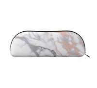 ESASAM White Marble Rose Gold Leather Semi-Circular Storage Bag, Semi-Circular Shape, Simple and Fashionable