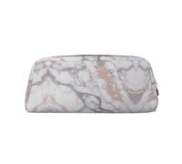 ESASAM White Marble Rose Gold Leather Zipper Three-Dimensional Pencil Case, Simple and Elegant, Fashionable and Practical