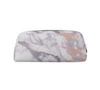 ESASAM White Marble Rose Gold Leather Zipper Three-Dimensional Pencil Case, Simple and Elegant, Fashionable and Practical