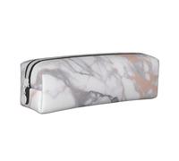 ESASAM White Marble Rose Gold Leather Zipper Three-Dimensional Pencil Case, Simple and Elegant, Fashionable and Practical