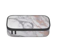 ESASAM White Marble Rose Gold Print Pencil Case Spacious Oxford Cloth Storage with Multiple Compartments