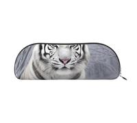 ESASAM White Tiger in Snow Leather Semi-Circular Storage Bag, Semi-Circular Shape, Simple and Fashionable