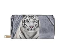 ESASAM White Tiger in Snow Long Imitation Leather Wallet, Stylish, Practical, and Durable