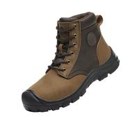 EsaSam Work Safety Boots for Men Waterproof Comfortable Construction Safety Shoes,Dark Brown,9 UK