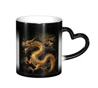 ESASAM Yellow Dragon Black Background Starry Sky Color Changing Mug, Adding A Touch of Magic to Your Daily Life