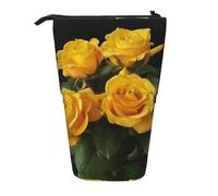 ESASAM Yellow Roses Vertical Retractable Pencil Case, Easy to Use, Adjustable Size According to Needs
