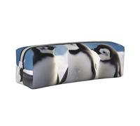 ESASAM Young Penguins with Snow Leather Zipper Three-Dimensional Pencil Case, Simple and Elegant, Fashionable and Practical