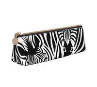 ESASAM Zebra Leather Triangular Pencil Case, Lightweight and Cute, with Large Capacity