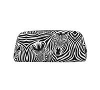 ESASAM Zebra Leather Zipper Three-Dimensional Pencil Case, Simple and Elegant, Fashionable and Practical